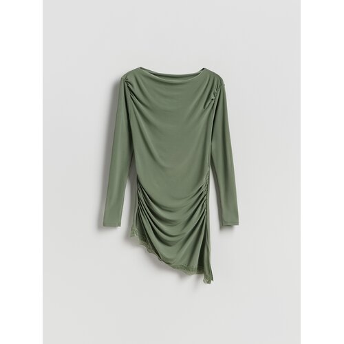 Reserved Asimetrična bluza - svjetlomaslinasto Cene