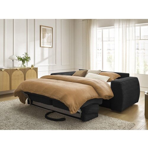 Bobochic Paris Crna sofa za spavanje/sklopiva od samta 240 cm Hugo &amp;ndash; Slike