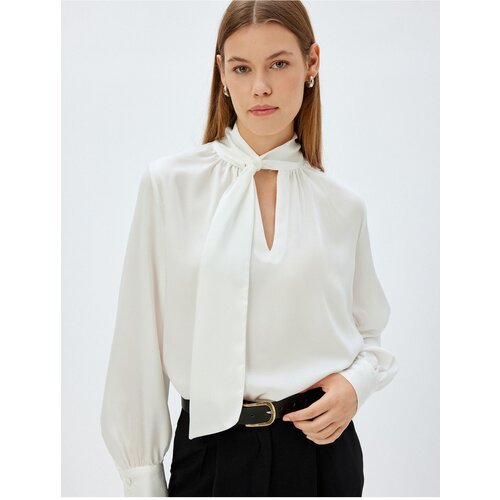 Koton High Shawl Collar Satin Blouse Long Sleeve Slike