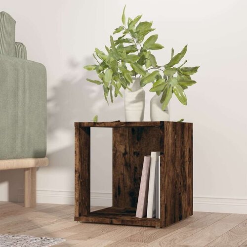  Stranska mizica dimljeni hrast 33x33x34,5 cm konstruiran les, (20714390) Slike