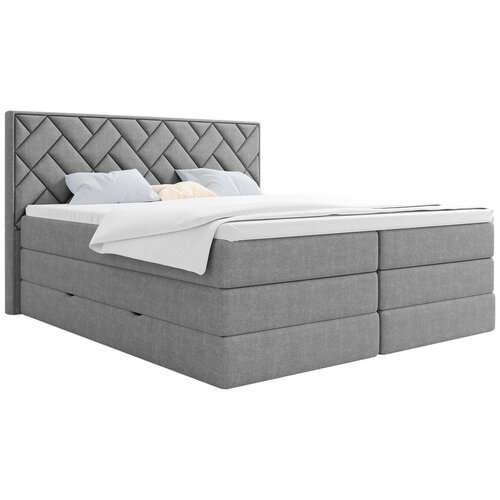 MID.YOU POSTELJA BOXSPRING 160 cm x 200 cm , tekstil, leseni material srebrne barve Cene