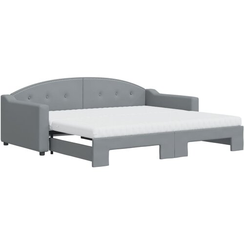 vidaXL izvlečna dnevna postelja z vzmetnicami sv. siva 90x190 cm blago, (20937391) Cene