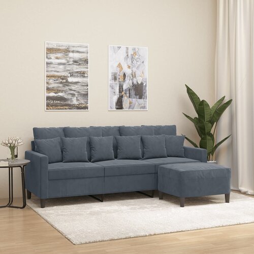  The Living Store Trosed s stolčkom za noge temno siv 180 cm žamet - Trosed S Stolčkom Za Noge, (21485100) Cene
