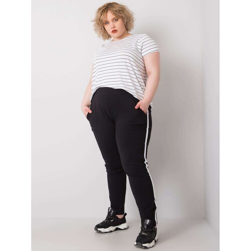 Fashion Hunters Black plus size sweatpants with stripes Slike
