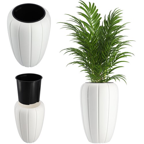 KADAX Visok vrtni cvetlični lonec + vložek Bel 60 cm Plastika 3D, (5000350534) Cene
