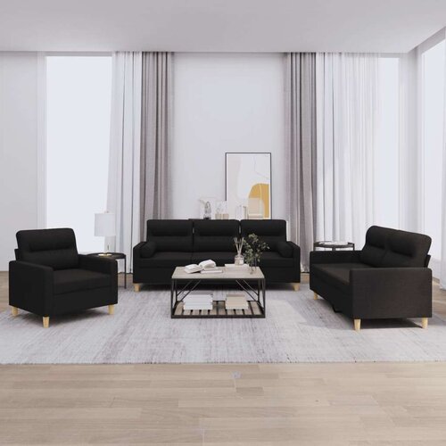  3-dijelni set sofa s jastucima crni od mikrovlakana Cijene