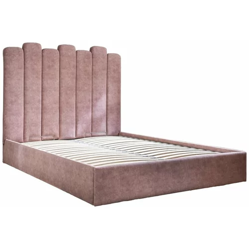 Miuform Ružičasti tapecirani bračni krevet s prostorom za pohranu s podnicom 160x200 cm Dreamy Aurora -
