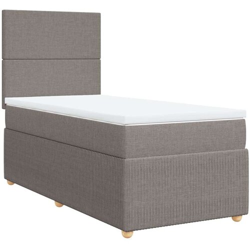  Krevet s oprugama i madracem smeđesivi 100 x 200 cm od tkanine Slike