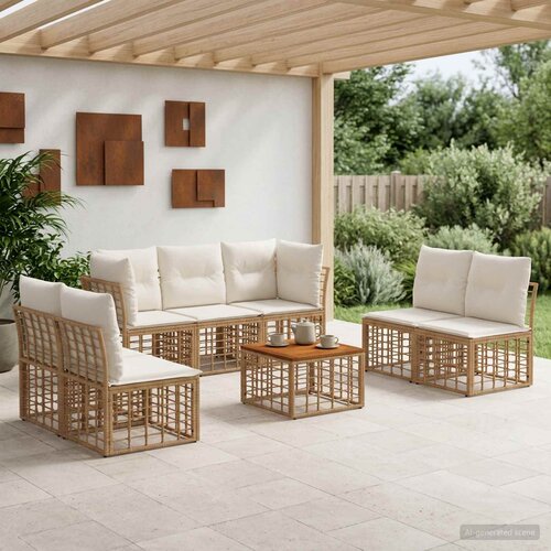  Set vanjskih sofa 8 kom. Prirodna i krema bijela Poliester Cene