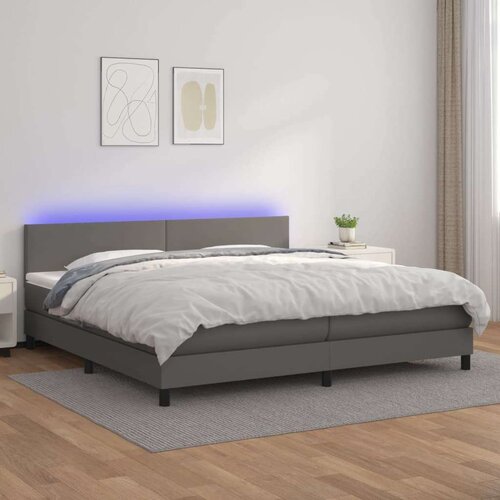  Box spring s madracem LED sivi 200x200cm od umjetne kože Slike