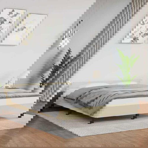 VidaXL Okvir za krevet s uzglavljem krem 140x200 cm od umjetne kože Slike