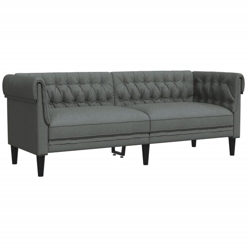 Maison Chic kavč - Sofa - Kanape trosed Chesterfield temno siva tkanina, (21726733) Cene