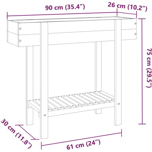  Povi&amp;scaron;ena vrtna gredica 90x30x75 cm od masivnog bagremovog drva Slike