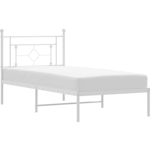 Maison Chic Kovinski Posteljni okvir - Enojna postelja - Postelja za odrasle z vzglavjem bel 90x190 cm, (21694225) Slike