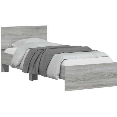  Okvir za krevet s uzglavljem boja hrasta 90x200 cm drveni Siva 90 x 200 cm Slike
