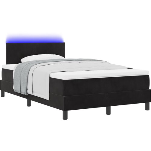 vidaXL Postelja s škatlastim dnom z vzmetnico & LED Črna 120x190 cm Žamet Cene