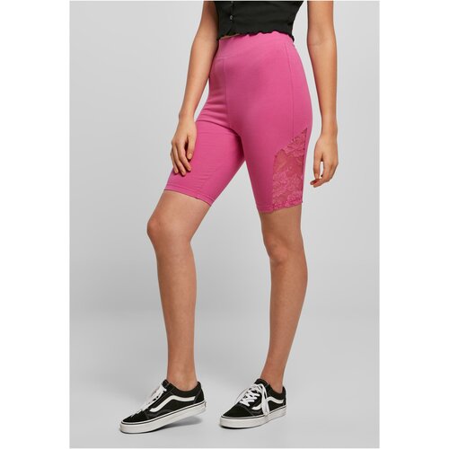 UC Ladies Women's high-waisted cycling shorts with lace insert light purple Cene