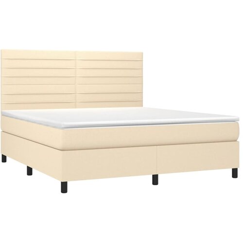  Krevet s oprugama i madracem krem 160x200 cm od tkanine Slike