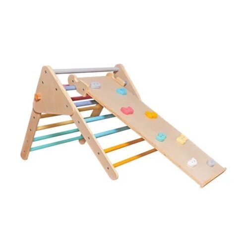 Kinder Home Пиклер Триъгълник 2 в 1 Дървена Катерушка и Пързалка Cene