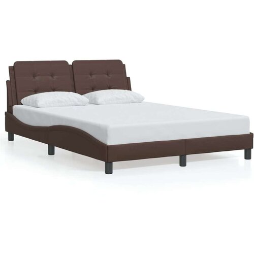 vidaXL Okvir kreveta s LED svjetlima smeđi 140x190 cm od umjetne kože Cijene