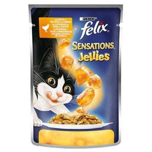 Purina sosić za mačke felix sensations jellies, piletina i šargarepa u želeu, 85g Slike