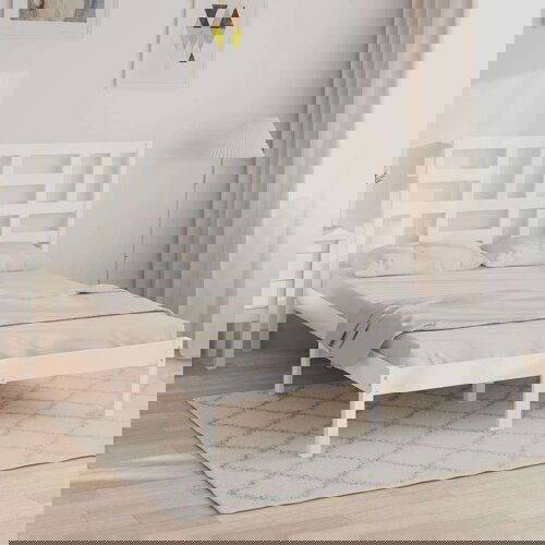  Okvir za krevet od masivnog drva bijeli 150 x 200 cm 5FT King Slike