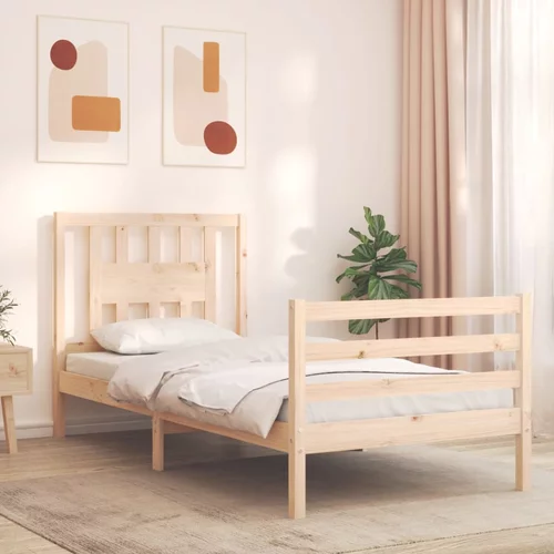 vidaXL Okvir za krevet s uzglavljem 100x200 cm od masivnog drva