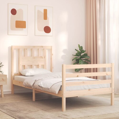 VidaXL Posteljni okvir z vzglavjem 100x200 cm trden les Slike