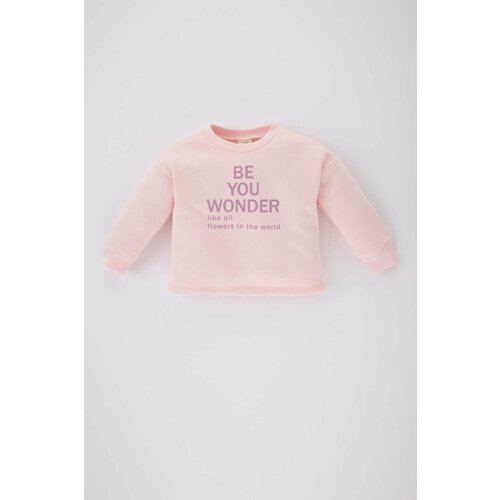 Defacto Baby Girl Crew Neck Slogan Printed Sweatshirt Slike