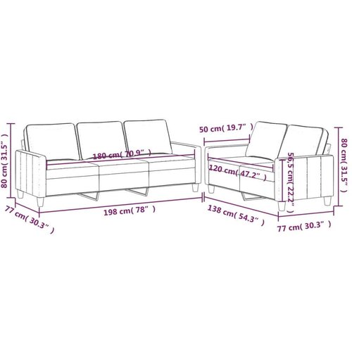  2-dijelni set sofa s jastucima ružičasti bar&amp;scaron;unasti Slike