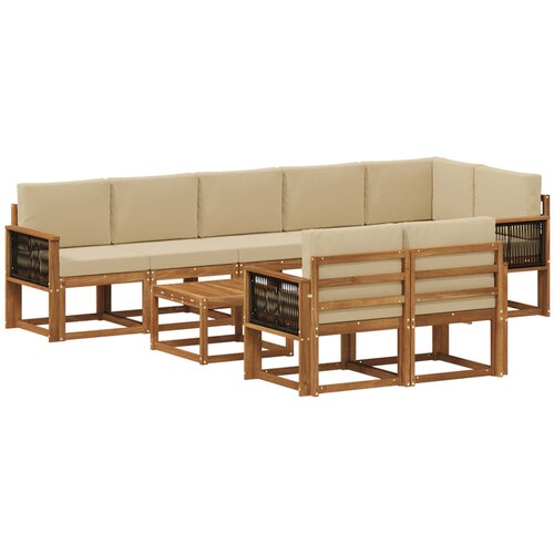 vidaXL Zunanja garnitura za sedenje 9 pcs Naravna in bež Poliester, (5000281592) Cene