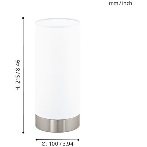 Eglo Damasco 1 stolna/1, e27, 60w, v215, nikl-mat/bijela Slike
