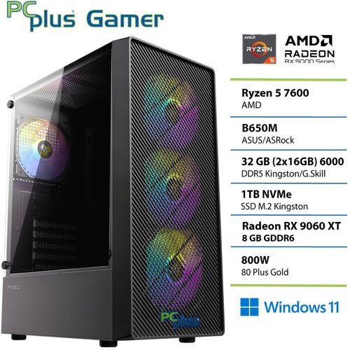PCPLUS Namizni računalnik PCPLUS Gamer Ryzen 5 7600, 32 GB RAM, 1 TB SSD, RX 9060XT 8GB, W11H|Gaming, (5000089114) Cene