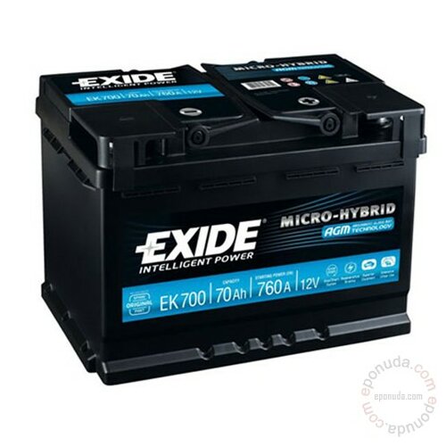 Exide AGM EK700 12V 70Ah akumulator Slike
