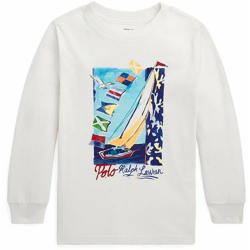 Polo Ralph Lauren Dječja pamučna majica dugih rukava boja: bijela, s tiskom