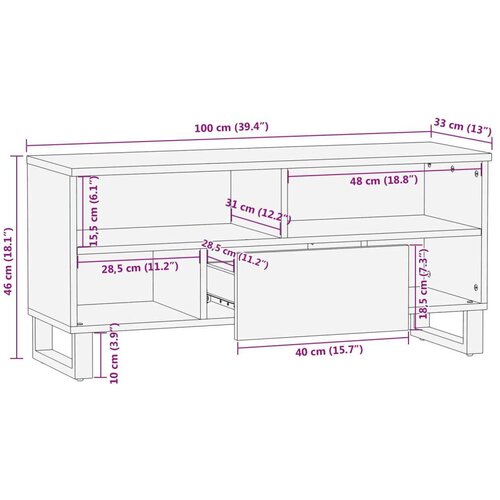  ormar s ladicama Smeđa 100 x 33 5 x 46 cm Čvrsto drvo manga Slike
