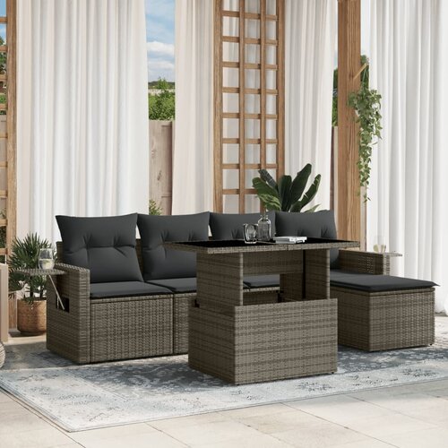 vidaXL 6-dijelni set vrtnih sofa od poliratana s jastucima sivi Cijene