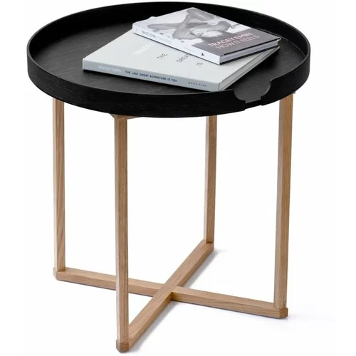 Wireworks crni stolić od hrastovog drveta s odvojivom pločom Damieh, 45x45 cm