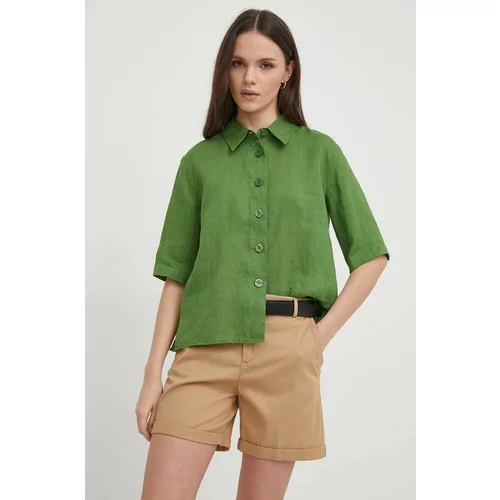 United Colors Of Benetton Lanena srajca zelena barva