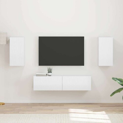  Komplet TV omaric 4 pcs Visok sijaj bela Konstruiran les, (5000132436) Cene