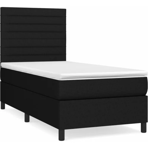 vidaXL Box spring postelja z vzmetnico črn 90x190 cm blago, (20894736)