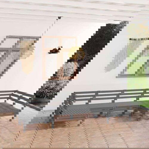  Vrtna sedežna garnitura 6-delna siva trdna borovina, (20675529) Cene