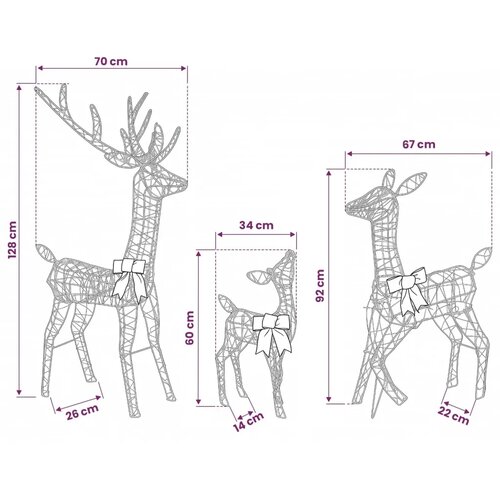  božična figura jelen, 700 LED, 3kos Slike