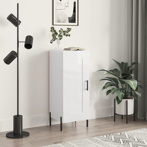 VidaXL Komoda sjajna bijela 34 5 x 34 x 90 cm od konstruiranog drva Slike