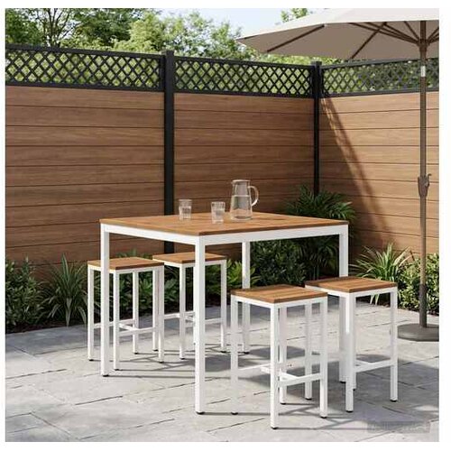 VidaXL Vrtni Bar Miza Naravna in bela 110 x 108,5 x 105 cm Slike