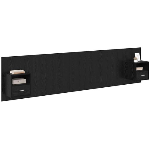 VidaXL uzglavlje s ormarićem s ladicama crni hrast 337 x 32,5 x 80 cm Slike