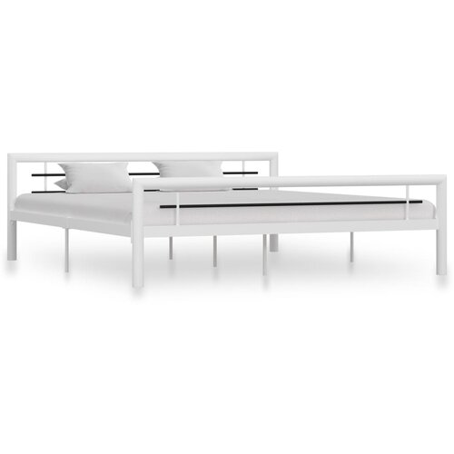 The Living Store Posteljni okvir bel in črn kovinski 180x200 cm - Posteljni Okvir, (21523547) Slike