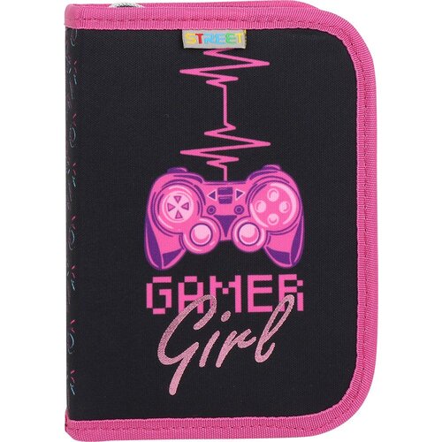 STREET jednostruka pernica sa 2 preklopa Gamer girl sa priborom Slike