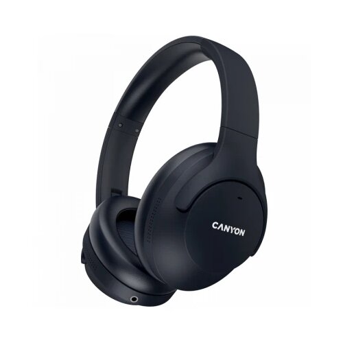 Canyon OnRiff 10, Bluetooth headset,with microphone,with Active Noise Cancellation function, BT V5.3 AC7006, battery 300mAh, Type-C charging plug, PU material, size:175*200*84mm, charging cable 80cm and audio cable 150cm, Black, weight:253g Slike
