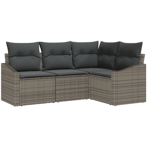 VidaXL 4-delni vrtni jedilni set z blazinami siva poli ratan, (22092571) Slike